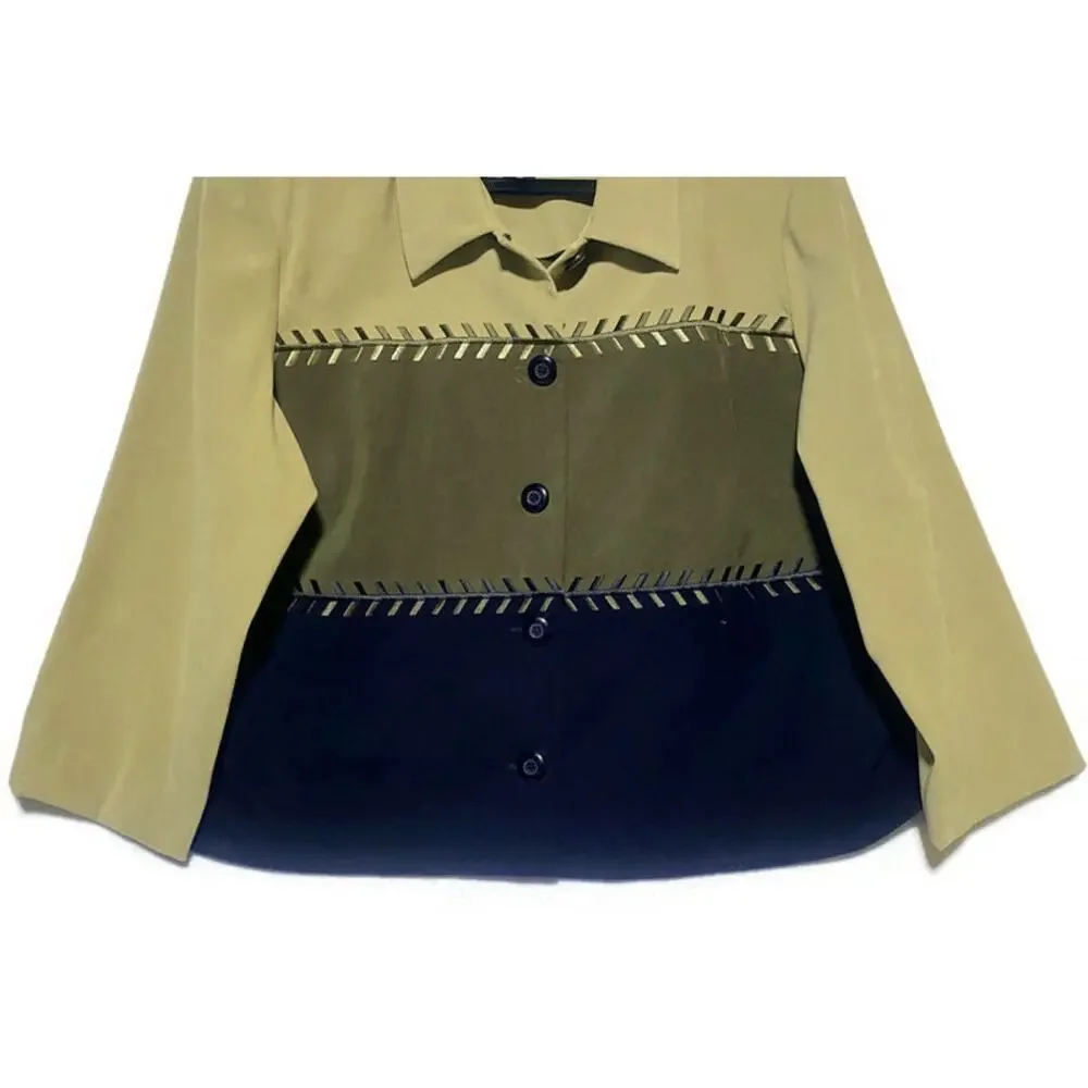 Positive Attitude Women's Blazer Jacket Size 18 Brown Black Button Up Suit